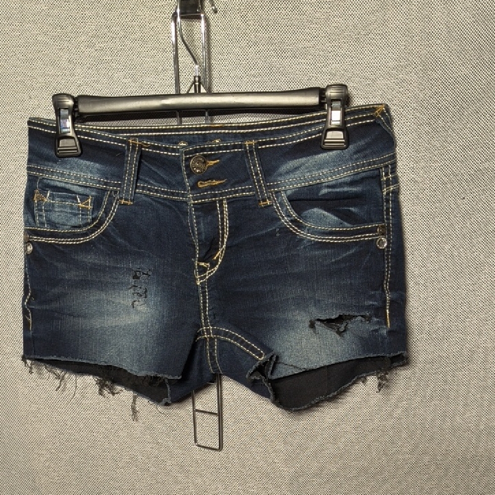 Wallflower Blue Distressed Jean Shorts